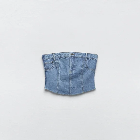 ZARA DENIM TOP - Picture 4 of 7